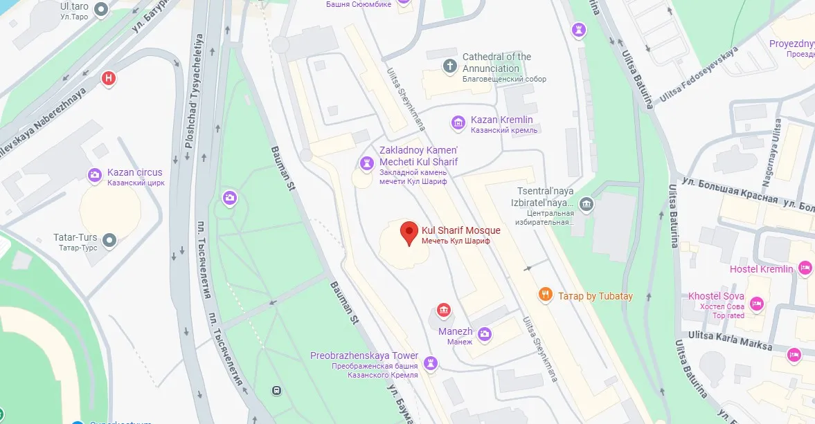 kul-sharif-mosque map